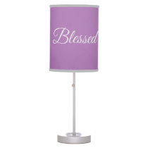 Cute Pastel Purple Grey Blessed Girls Bedroom Lamp