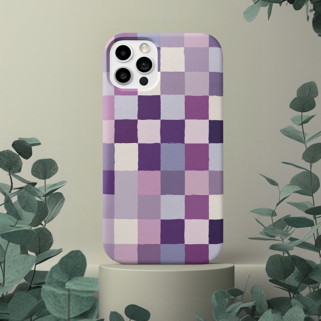 cute pastel purple lavender girly pattern checker iPhone case (Creator Uploaded)