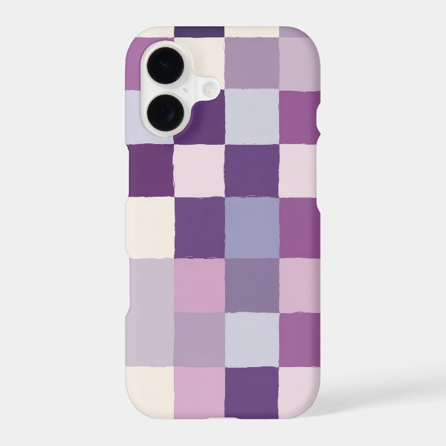 cute pastel purple lavender girly pattern checker iPhone case (Back)