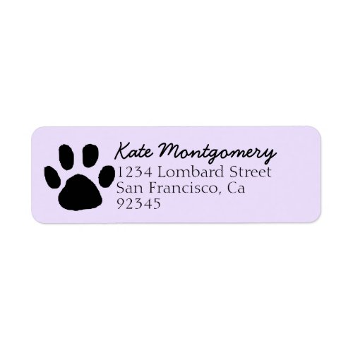 Cute Pastel Purple Paw Print Return Address Label