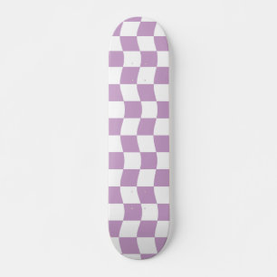 Cute Pastel Purple White Wavy Checkerboard Pattern Skateboard