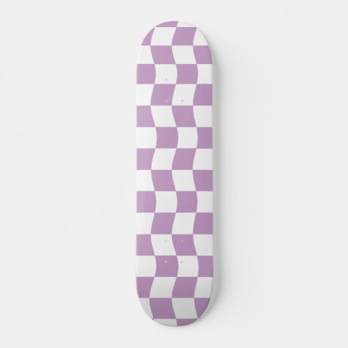 Cute Pastel Purple White Wavy Checkerboard Pattern Skateboard