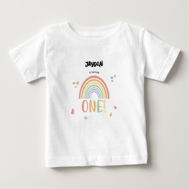 Cute Pastel Rainbow 1st Birthday Baby T-Shirt (Front)