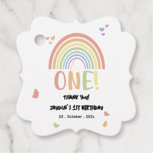 Cute Pastel Rainbow 1st Birthday Favor Tags