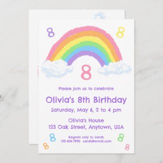 Cute Pastel Rainbow and Clouds Birthday