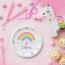 Cute Pastel Rainbow and Clouds Birthday Party