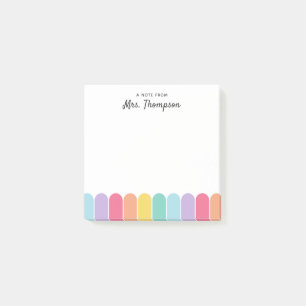 Cute Pastel Rainbow Arch Personalized Teacher Post-it Notes