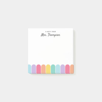 Cute Pastel Rainbow Arch Personalized Teacher Post-it Notes