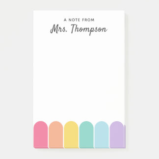 Cute Pastel Rainbow Arch Personalized Teacher Post-it Notes