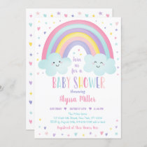 Cute Pastel Rainbow Clouds Baby Shower Invitation