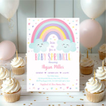 Cute Pastel Rainbow Clouds Baby Sprinkle Invitation