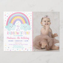 Cute Pastel Rainbow Clouds Birthday Invitation