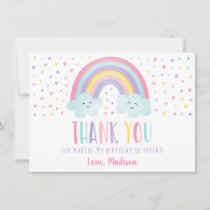 Cute Pastel Rainbow Clouds Birthday Thank You