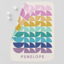 Cute Pastel Rainbow Geometric Shapes Personalized Baby Blanket