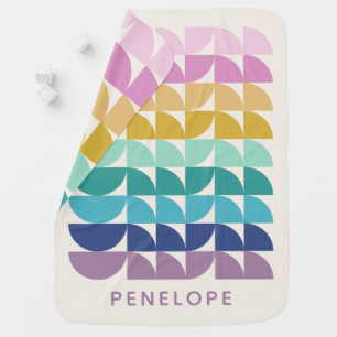Cute Pastel Rainbow Geometric Shapes Personalized Baby Blanket