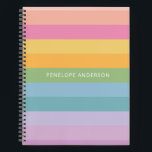 Cute Pastel Rainbow Geometric Stripes Personalized Notebook<br><div class="desc">Personalized notebook with a whimsical design of simple stripes in a bright candy rainbow palette.</div>