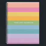 Cute Pastel Rainbow Geometric Stripes Personalized Notebook<br><div class="desc">Personalized notebook with a whimsical design of simple stripes in a bright candy rainbow palette.</div>