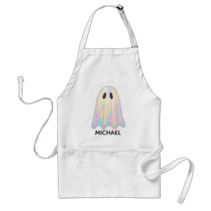 Cute Pastel Rainbow Ghost Aesthetic Spooky Adult Apron