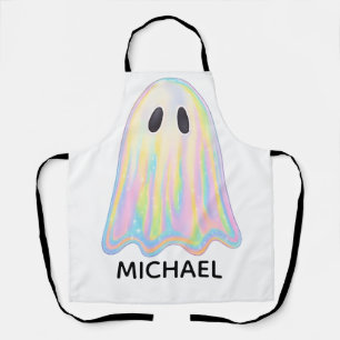 Cute Pastel Rainbow Ghost Aesthetic Spooky Apron