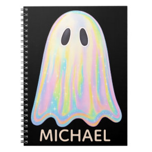 Cute Pastel Rainbow Ghost   Aesthetic Spooky Notebook