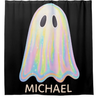 Cute Pastel Rainbow Ghost | Aesthetic Spooky Shower Curtain