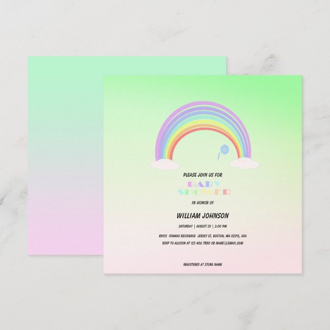 Cute Pastel Rainbow gradient flower Baby Shower Gi Card (Front/Back)