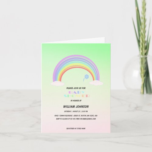 Cute Pastel Rainbow gradient flower Baby Shower Gi Invitation