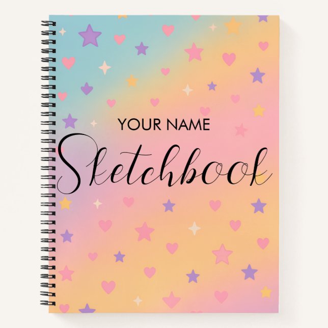 Cute Pastel Rainbow Gradient Kids Sketchbook  Notebook (Front)