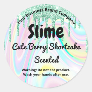 Cute Pastel Rainbow Green Drip Slime Product Label