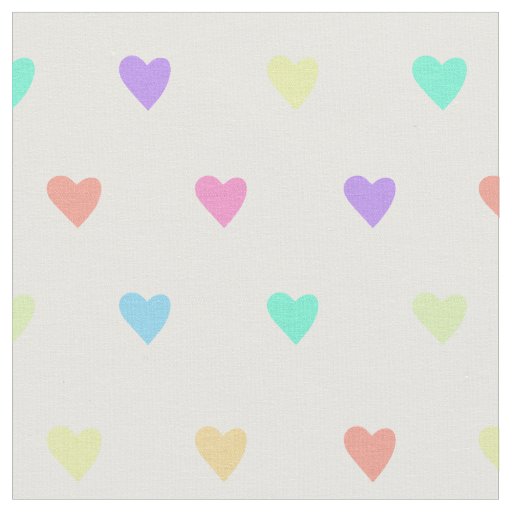 Cute Pastel Rainbow Hearts Pattern Fabric