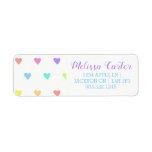 Cute Pastel Rainbow Hearts Pattern Label