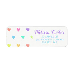 Cute Pastel Rainbow Hearts Pattern Label