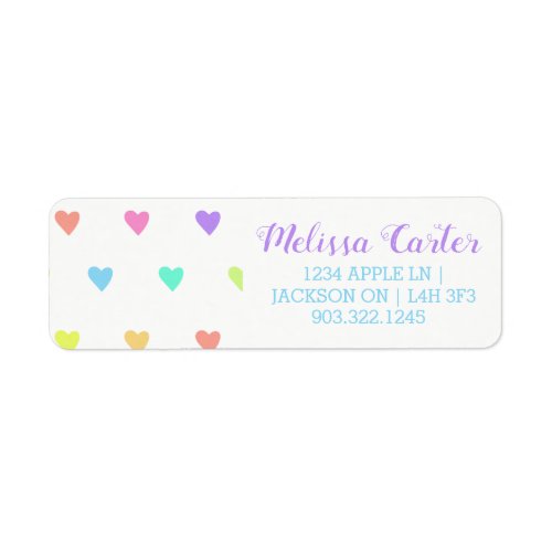 Cute Pastel Rainbow Hearts Pattern Label