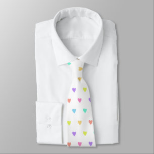Cute Pastel Rainbow Hearts Pattern Neck Tie