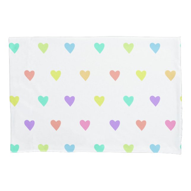 Cute Pastel Rainbow Hearts Pattern Pillow Case (Front)
