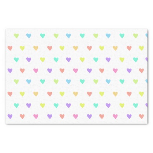 Cute Pastel Rainbow Hearts Pattern Tissue Paper