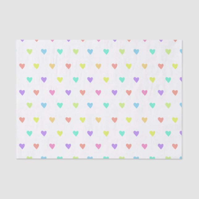 Cute Pastel Rainbow Hearts Pattern Tissue Paper (Front)