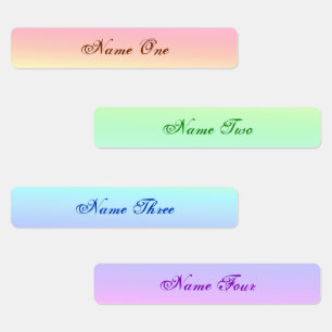Cute Pastel Rainbow Iron On Name Tag Labels