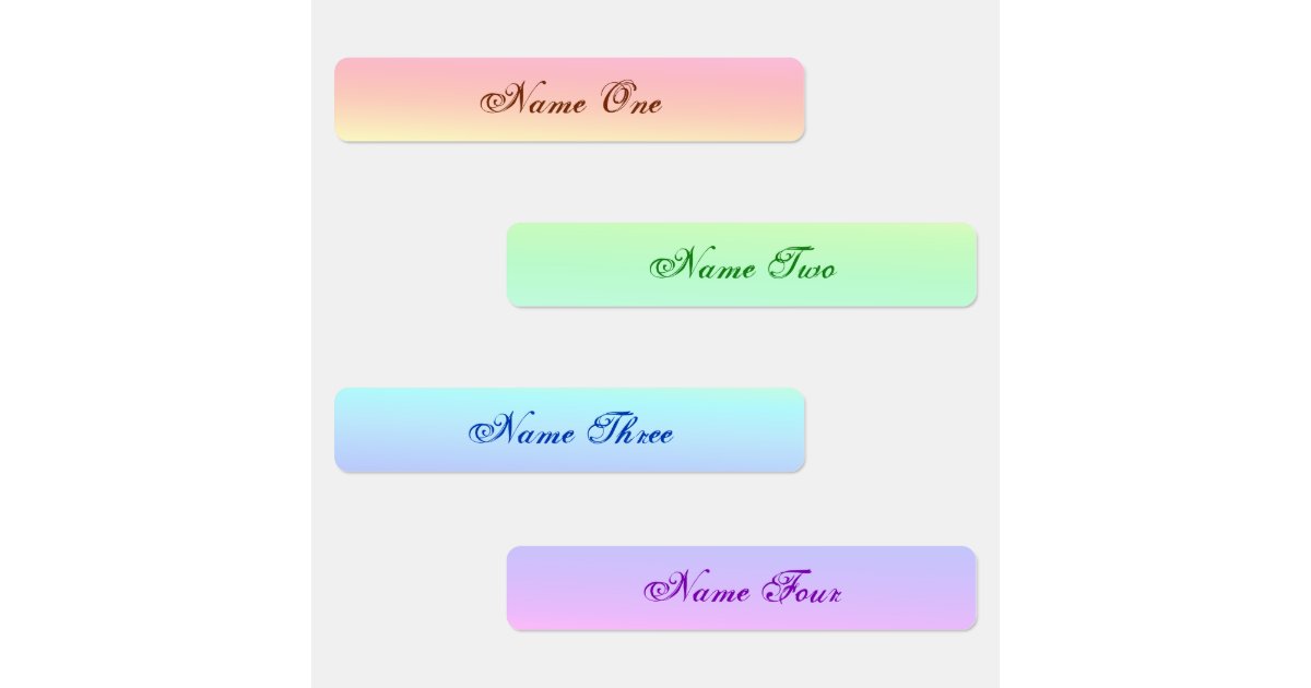 Cute Pastel Rainbow Iron On Name Tag Labels | Zazzle