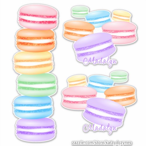 cute pastel rainbow macarons  sticker