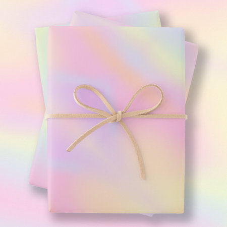 Cute Pastel Rainbow Marbled Patterns Wrapping Paper Sheets
