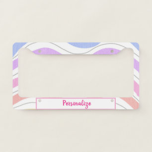 Cute Pastel Rainbow Pattern Girly Personalized License Plate Frame