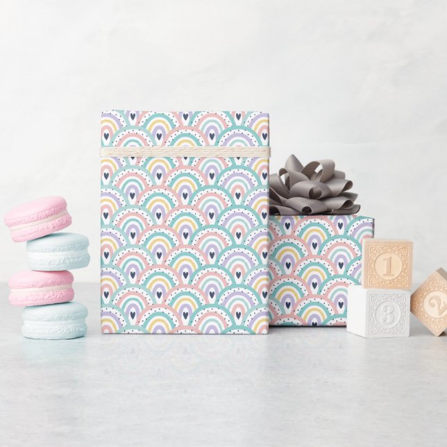 Cute Pastel Rainbow Pattern Wrapping Paper Roll (Baby Shower)