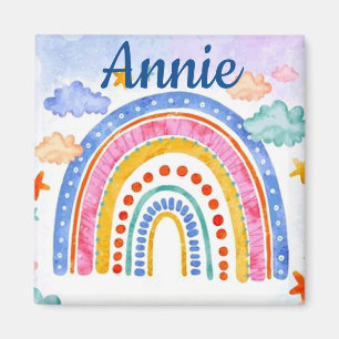 Cute pastel rainbow personalized magnet