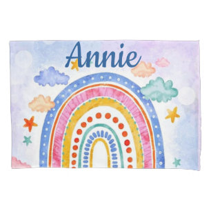 Cute pastel rainbow personalized pillow case
