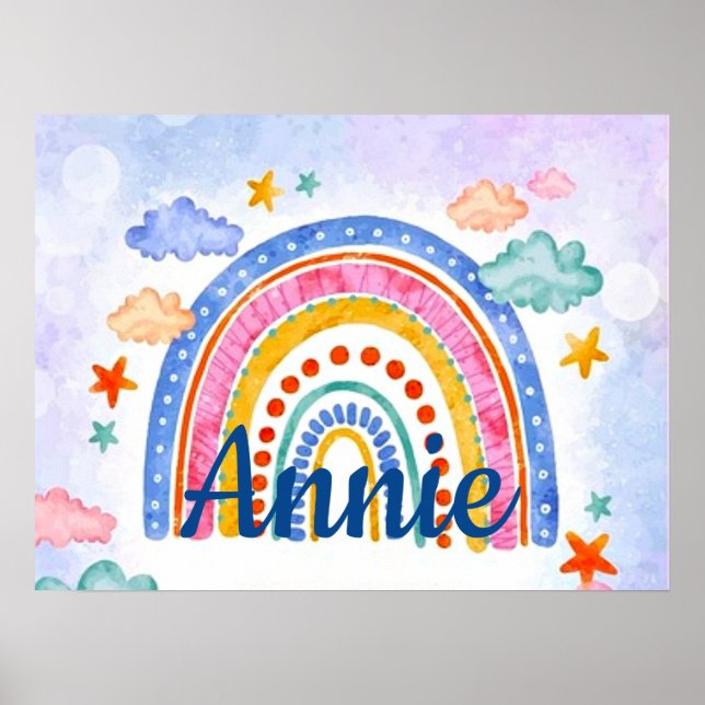 Cute pastel rainbow personalized   poster (Front)