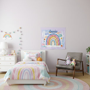 Cute pastel rainbow personalized tapestry