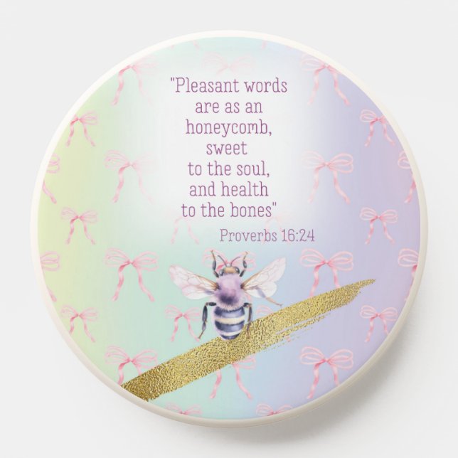 Cute Pastel Rainbow Pink Coquette Mauve Bee Faith PopSocket (Popsocket)