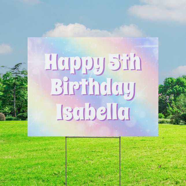 Cute Pastel Rainbow Sparkle Birthday Party Yard Sign (Creator Uploaded)
