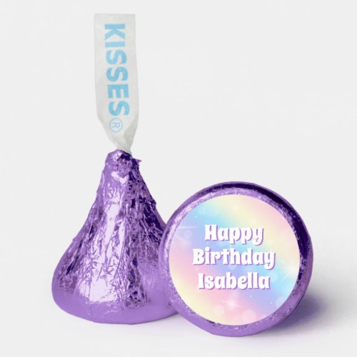 Cute Pastel Rainbow Sparkle Girls Birthday Party Hersheys Kisses